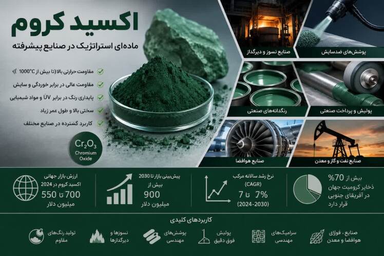 اکسید کروم؛ ماده‌ای استراتژیک در قلب صنایع مقاوم، رنگدانه‌ها و فناوری‌های پیشرفته